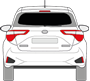 Afbeelding van Achterruit Toyota Yaris 3 deurs (DONKERE RUIT met gat ruitenwisser)