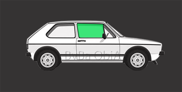 Afbeelding van Zijruit rechts Volkswagen Golf 3 deurs