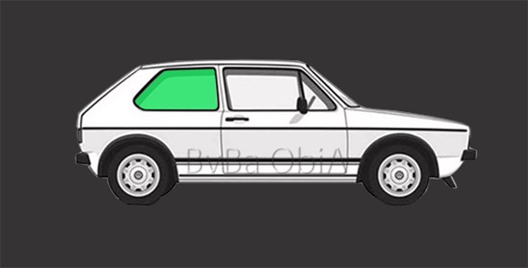 Afbeelding van Zijruit rechts Volkswagen Golf 3 deurs