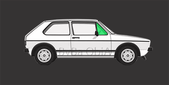 Afbeelding van Zijruit rechts Volkswagen Golf 3 deurs