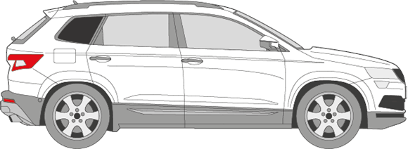 Afbeelding van Zijruit rechts Skoda Karoq (DONKERE RUIT)