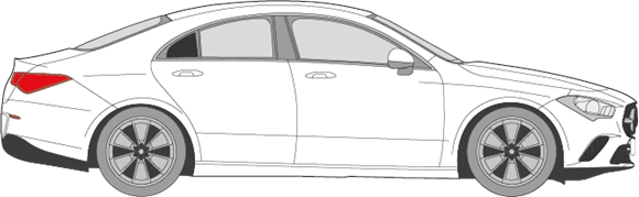 Afbeelding van Zijruit rechts Mercedes CLA-klasse 4 deurs coupé (DONKERE RUIT)