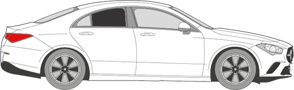 Afbeelding van Zijruit rechts Mercedes CLA-klasse 4 deurs coupé (DONKERE RUIT) 