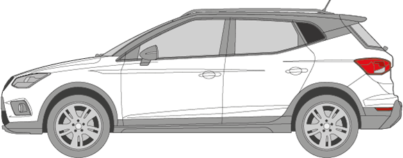 Afbeelding van Zijruit links Seat Arona (DONKERE RUIT)