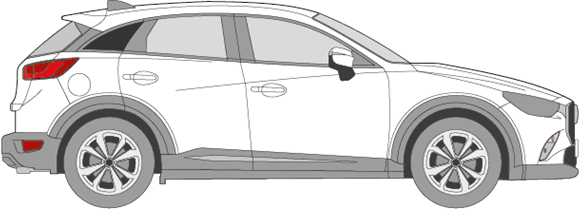 Afbeelding van Zijruit rechts Mazda CX-3 (DONKERE RUIT)