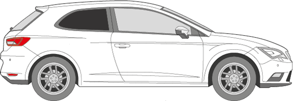 Afbeelding van Zijruit rechts Seat Leon 3 deurs (DONKERE RUIT)