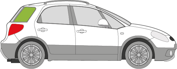 Afbeelding van Zijruit rechts Fiat Sedici (DONKERE RUIT)