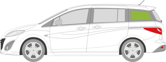 Afbeelding van Zijruit links Mazda 5 2010-