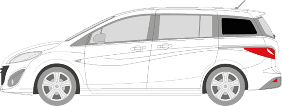 Afbeelding van Zijruit links Mazda 5 2010- (DONKERE RUIT)