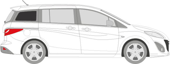 Afbeelding van Zijruit rechts Mazda 5 2010- (DONKERE RUIT)