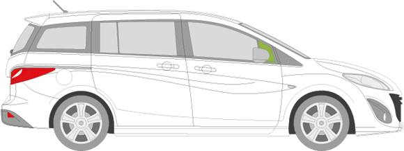 Afbeelding van Zijruit rechts Mazda 5 2010-