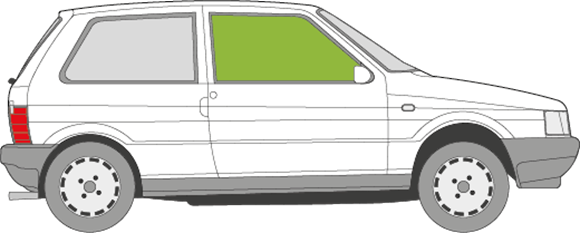 Afbeelding van Zijruit rechts Fiat Uno 3 deurs