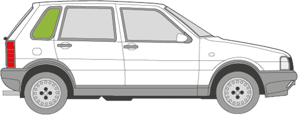 Afbeelding van Zijruit rechts Fiat Uno 5 deurs