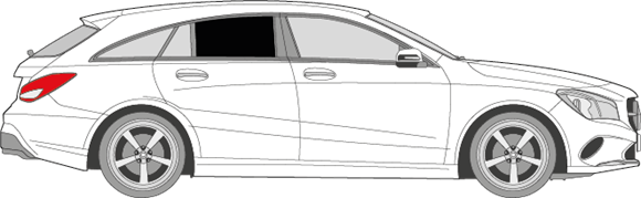 Afbeelding van Zijruit rechts Mercedes CLA-klasse break (DONKERE RUIT)