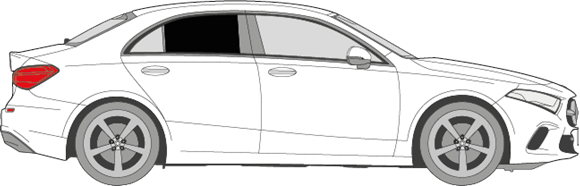 Afbeelding van Zijruit rechts Mercedes A-klasse sedan (DONKERE RUIT)