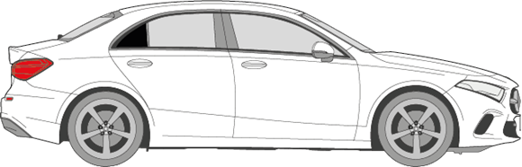 Afbeelding van Zijruit rechts Mercedes A-klasse sedan (DONKERE RUIT)