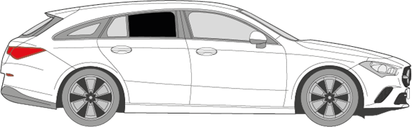 Afbeelding van Zijruit rechts Mercedes CLA-klasse break (DONKERE RUIT)