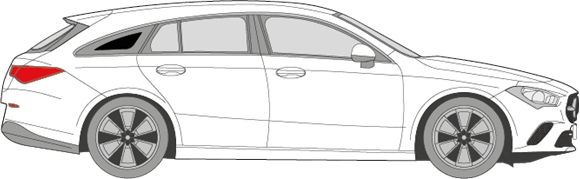 Afbeelding van Zijruit rechts Mercedes CLA-klasse break (DONKERE RUIT)