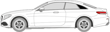 Afbeelding van Zijruit links Mercedes E-klasse coupé (DONKERE RUIT)