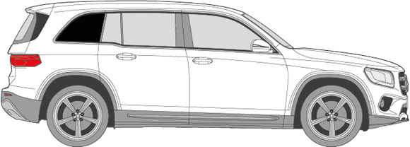 Afbeelding van Zijruit rechts Mercedes GLB-klasse (DONKERE RUIT)