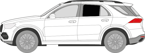 Afbeelding van Zijruit links Mercedes GLE (DONKERE RUIT)