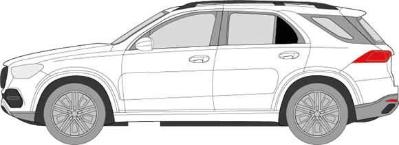 Afbeelding van Zijruit links Mercedes GLE (DONKERE RUIT)