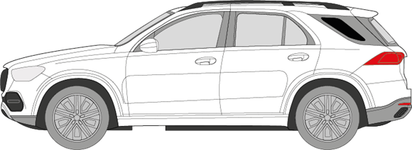 Afbeelding van Zijruit links Mercedes GLE (DONKERE RUIT)