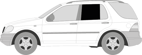 Afbeelding van Zijruit links Mercedes M-klasse (DONKERE RUIT)