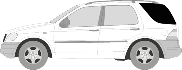 Afbeelding van Zijruit links Mercedes M-klasse (DONKERE RUIT)