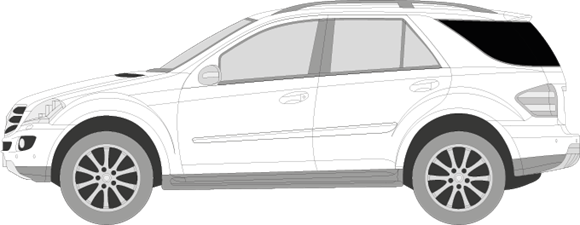 Afbeelding van Zijruit links Mercedes M-klasse (DONKERE RUIT)