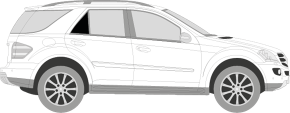 Afbeelding van Zijruit rechts Mercedes M-klasse (DONKERE RUIT)