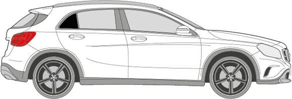 Afbeelding van Zijruit rechts Mercedes GLA-klasse (DONKERE RUIT) 