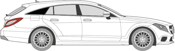 Afbeelding van Zijruit rechts Mercedes CLS break (DONKERE RUIT)