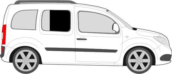 Afbeelding van Zijruit rechts Mercedes Citan family van (DONKER en beweegbaar)