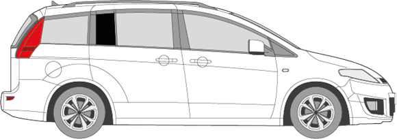 Afbeelding van Zijruit rechts Mazda 5 (DONKERE RUIT) 