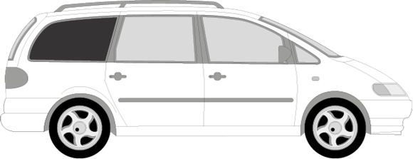 Afbeelding van Zijruit rechts Seat Alhambra (DONKER EN UITSTELBAAR)