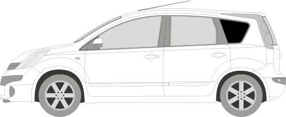 Afbeelding van Zijruit links Nissan Note (DONKERE RUIT)