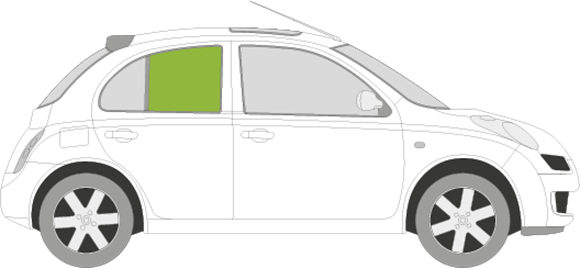 Afbeelding van Zijruit rechts Nissan Micra 5 deurs