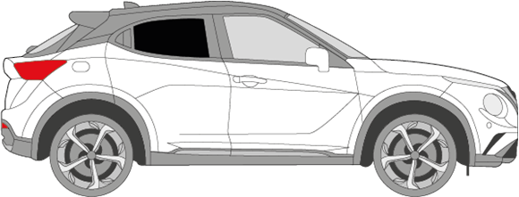 Afbeelding van Zijruit rechts Nissan Juke (DONKERE RUIT) 