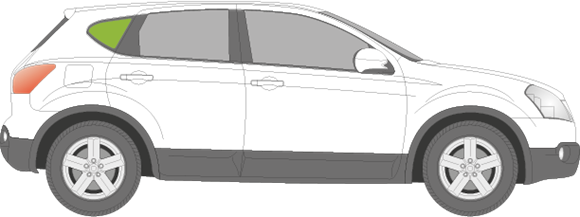 Afbeelding van Zijruit rechts Nissan Qashqai 