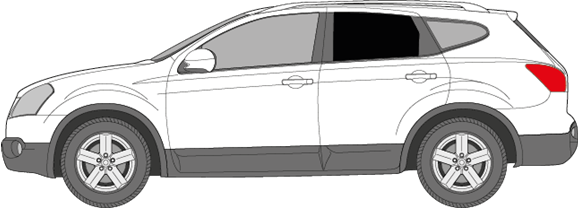 Afbeelding van Zijruit links Nissan Qashqai+2 (DONKERE RUIT)