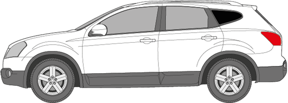 Afbeelding van Zijruit links Nissan Qashqai+2 (DONKERE RUIT) 