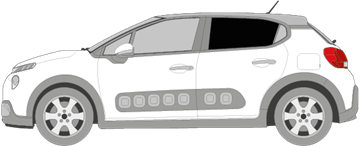 Afbeelding van Zijruit links Citroën C3 (DONKERE RUIT)