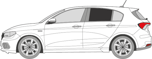 Afbeelding van Zijruit links Fiat Tipo 5 deurs (DONKERE RUIT)