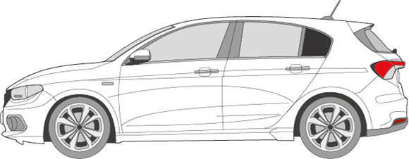 Afbeelding van Zijruit links Fiat Tipo 5 deurs (DONKERE RUIT)