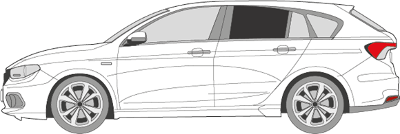 Afbeelding van Zijruit links Fiat Tipo break (DONKERE RUIT)