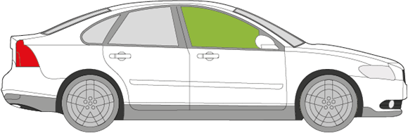 Afbeelding van Zijruit rechts Volvo S40 2003-2006