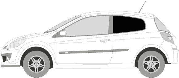 Afbeelding van Zijruit links Renault Clio 5 deurs (DONKERE RUIT)
