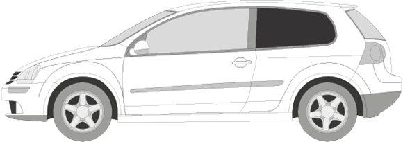 Afbeelding van Zijruit links Volkswagen Golf 3-deurs 2003-2007 (DONKER)