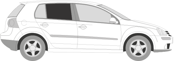 Afbeelding van Zijruit rechts Volkswagen Golf 5 deurs (DONKERE RUIT)
